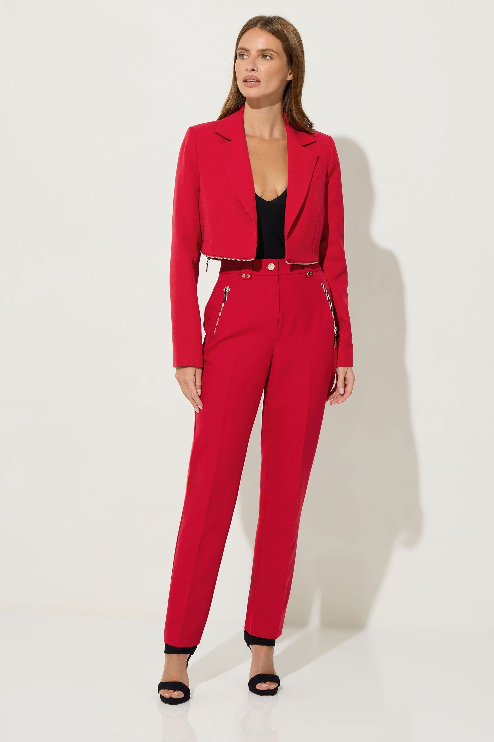 Star By Julien Macdonald Star by Julien Macdonald Women's Tailored Straight Leg Trousers in Red - 4