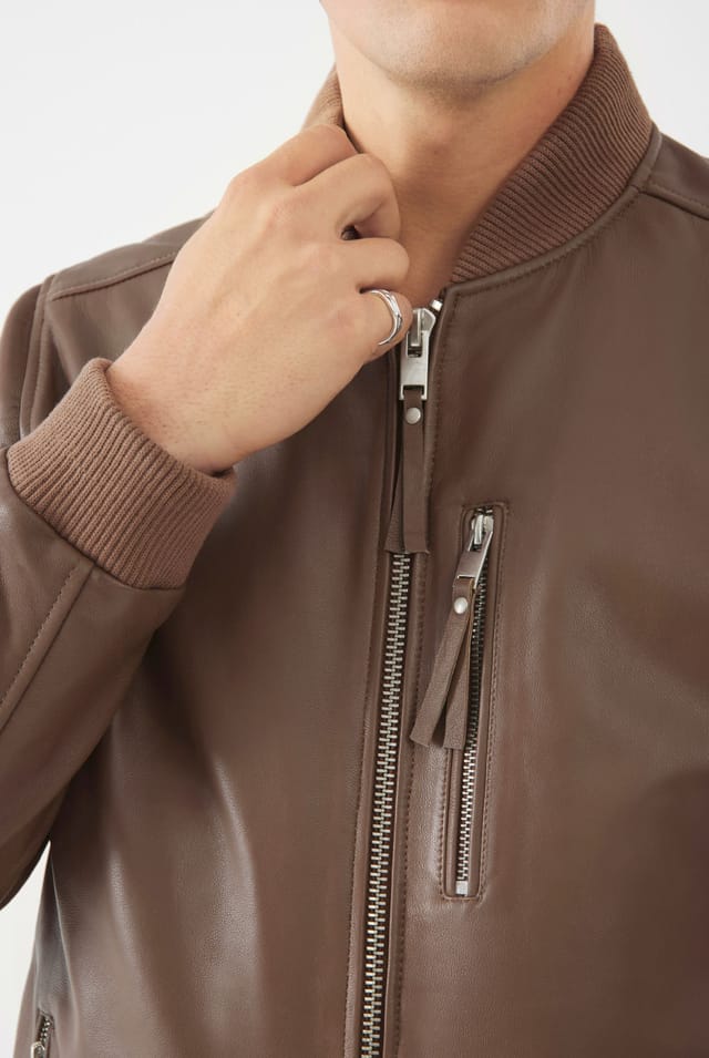 Bolongaro Trevor Bolongaro Trevor Men's Real Leather Lerwick Bomber Jacket in Dark Brown - 2