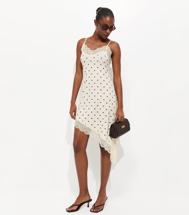 New Look Women's White Polka Dot Asymmetric Hem Mini Dress New Look - 3