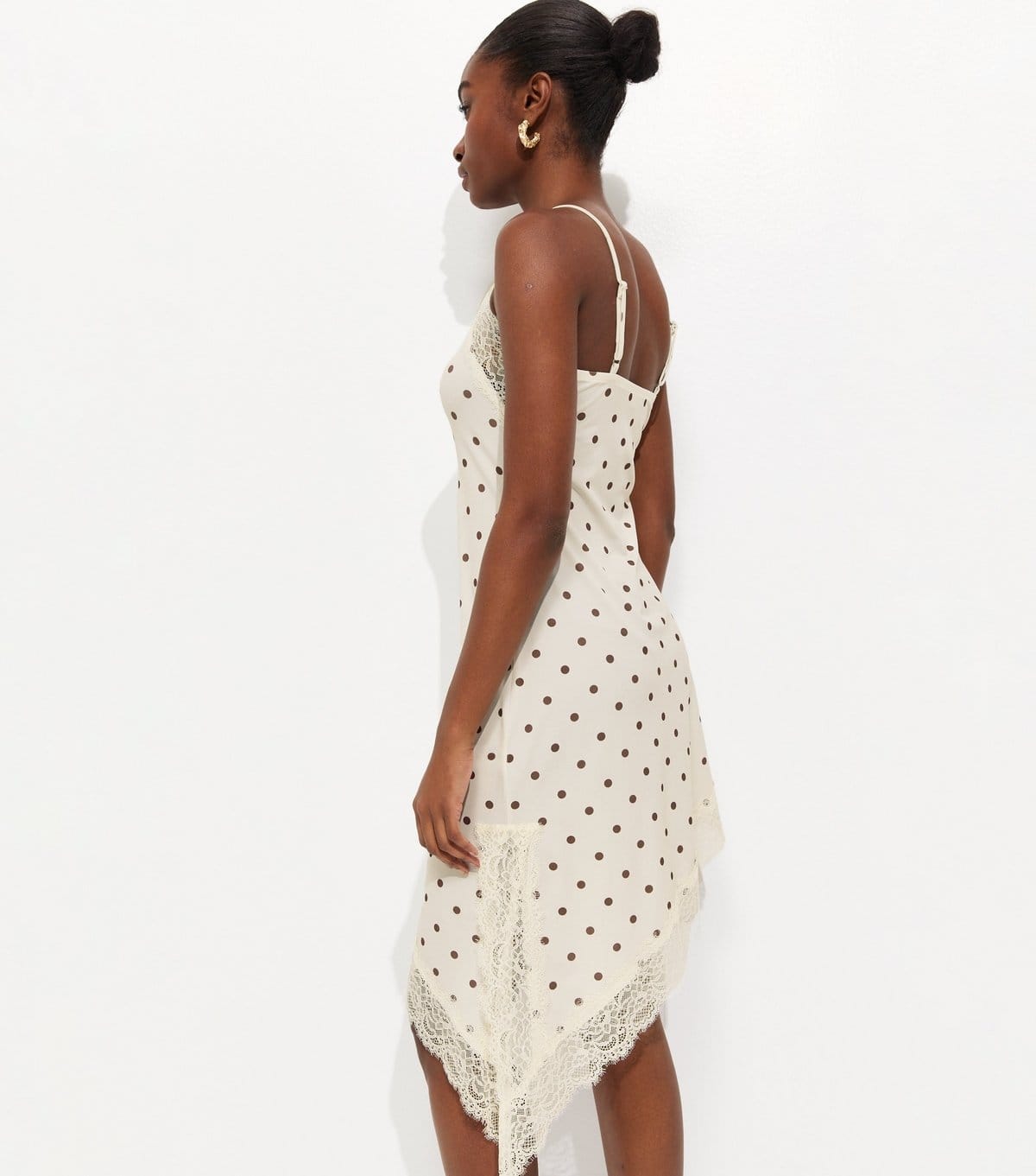 New Look Women's White Polka Dot Asymmetric Hem Mini Dress New Look - 4