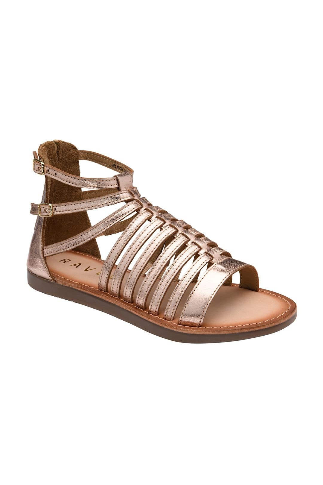 Ravel Ravel Rose Gold Leather 'Etton' Flat Strappy Sandals
