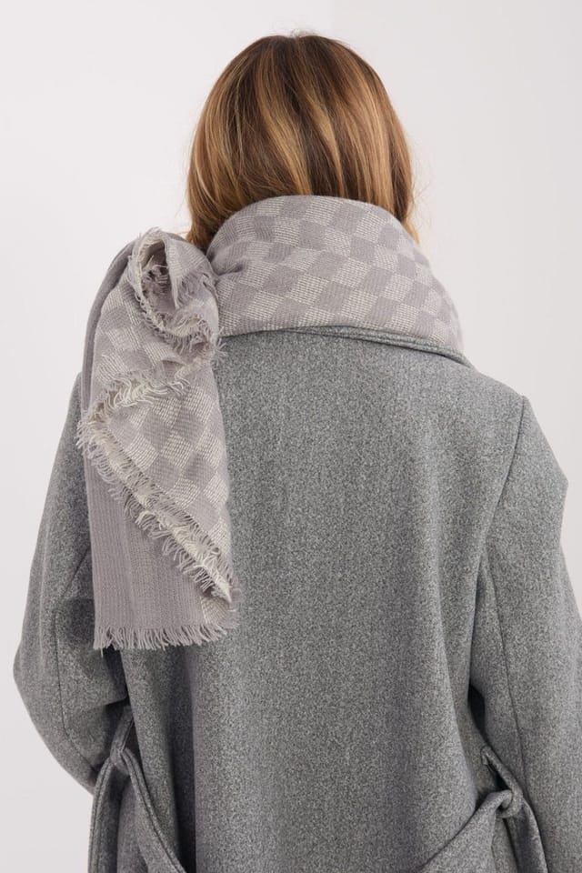Love Lace Love Lace Women's Viscose Wool Geometric Scarf Shawl with Lightweight Fringe in Grey - 3