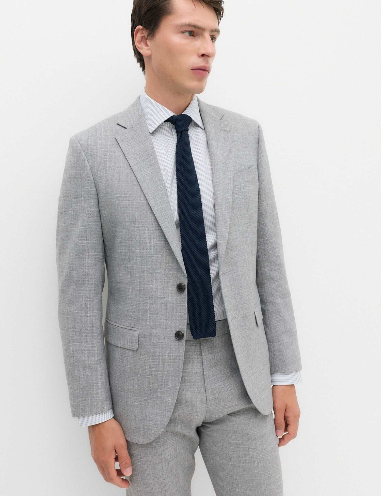 Marks & Spencer M&S Regular Fit Textured Suit Jacket Light Grey