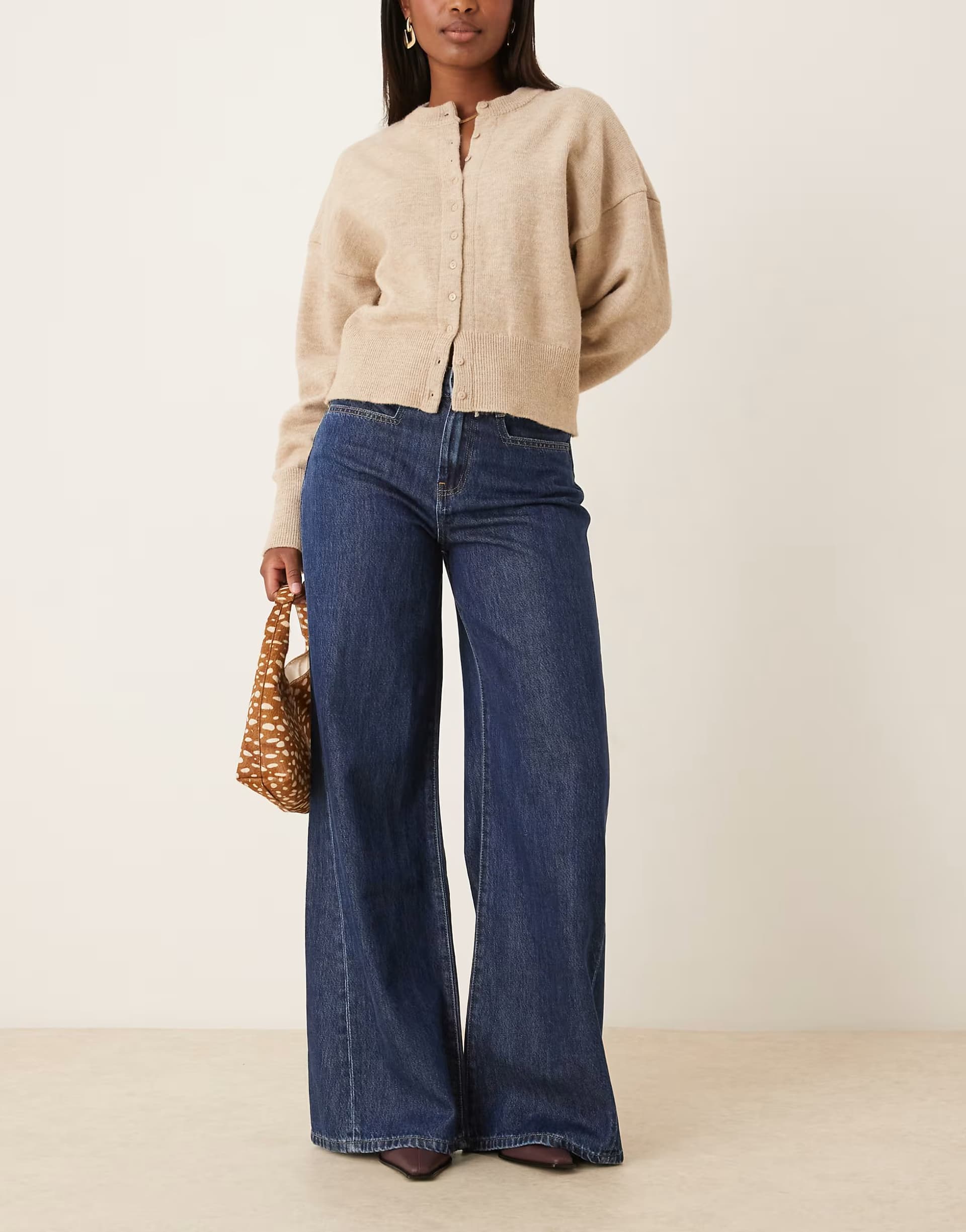 ASOS Gina Tricot wide leg flare palazzo jeans in indigo darkwash blue