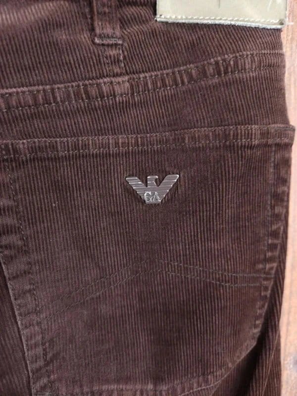 Armani Jeans Brown Corduroy Trousers - Designer Regular Fit