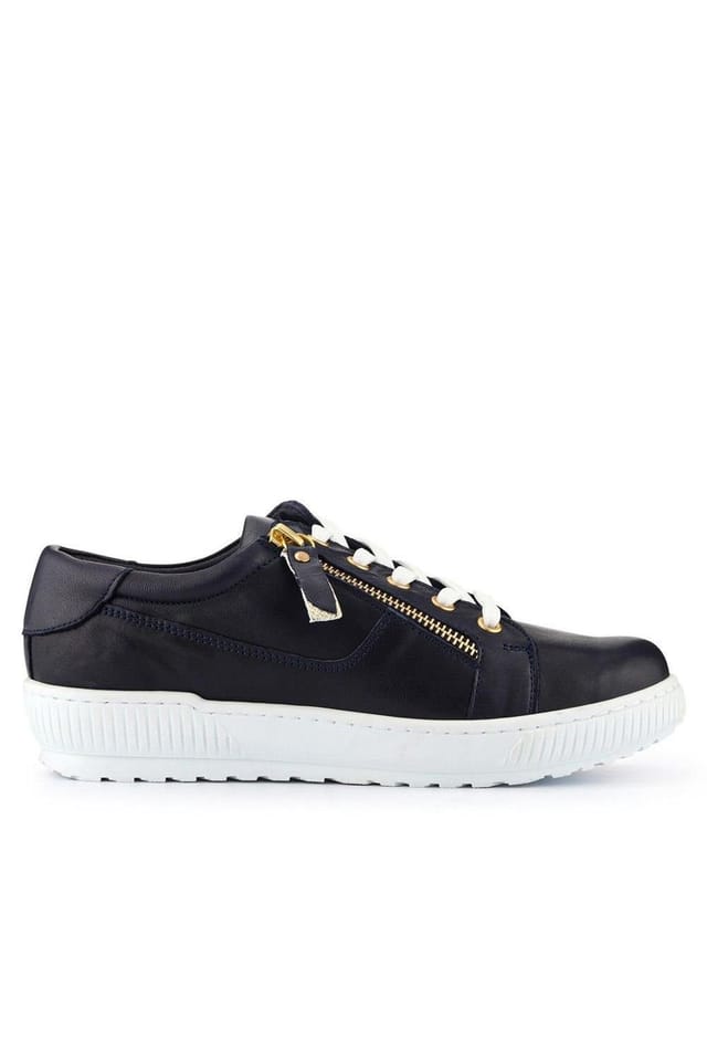 Jones Bootmaker Jones Bootmaker Women's Padova Wide-Fit Leather Trainers in Navy - 2