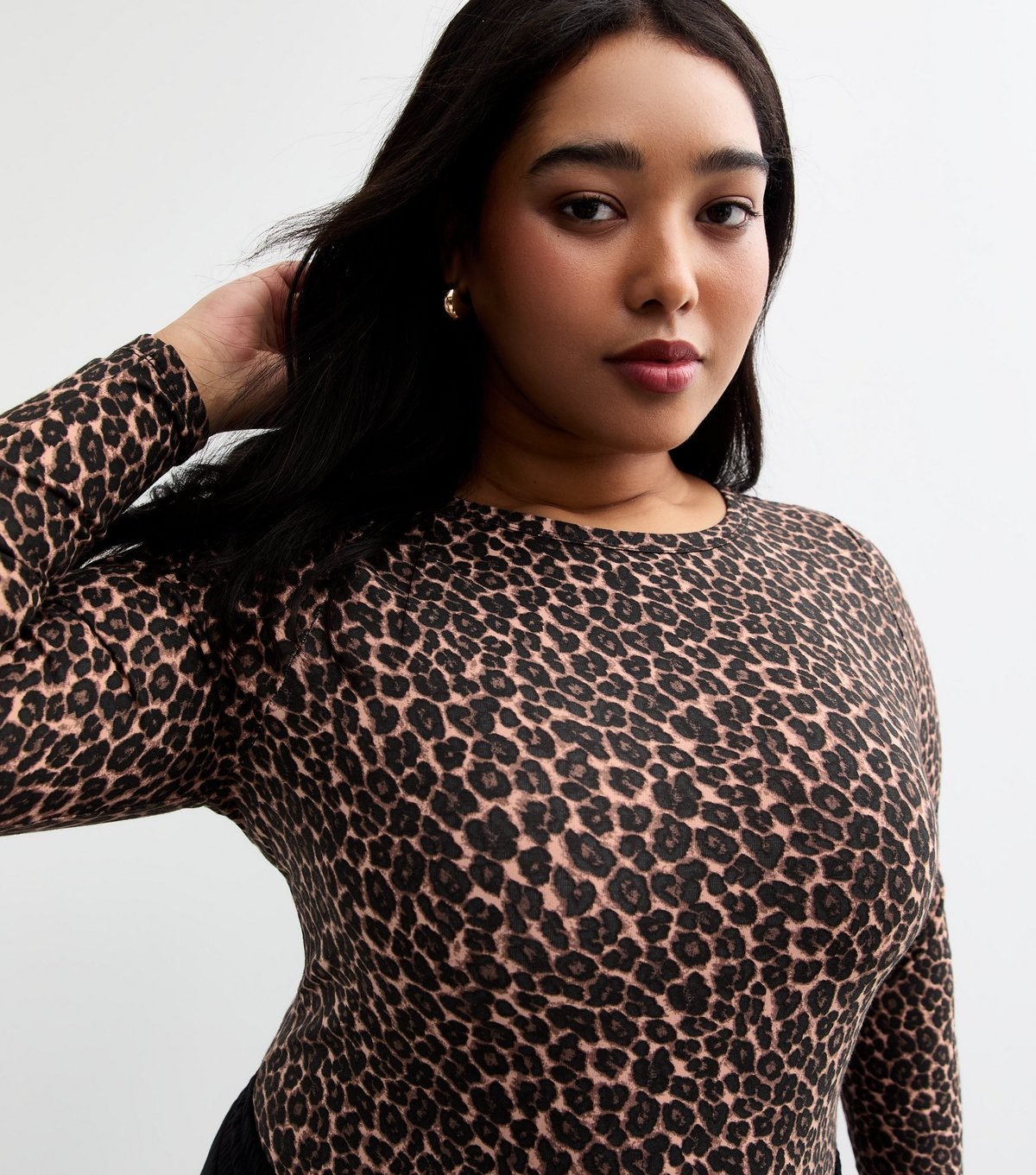 New Look Women's Plus Size Brown Leopard Print Bodysuit Curves New Look - 1