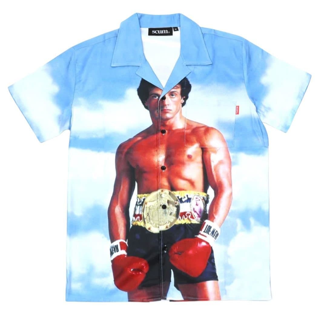 Scum Scum Men's BOXER BUTTON SHIRT in Blue
