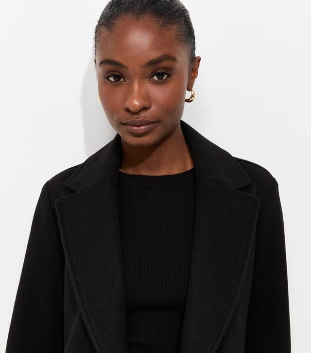 New Look Women's Black Open Front Longline Formal Coat New Look - 2
