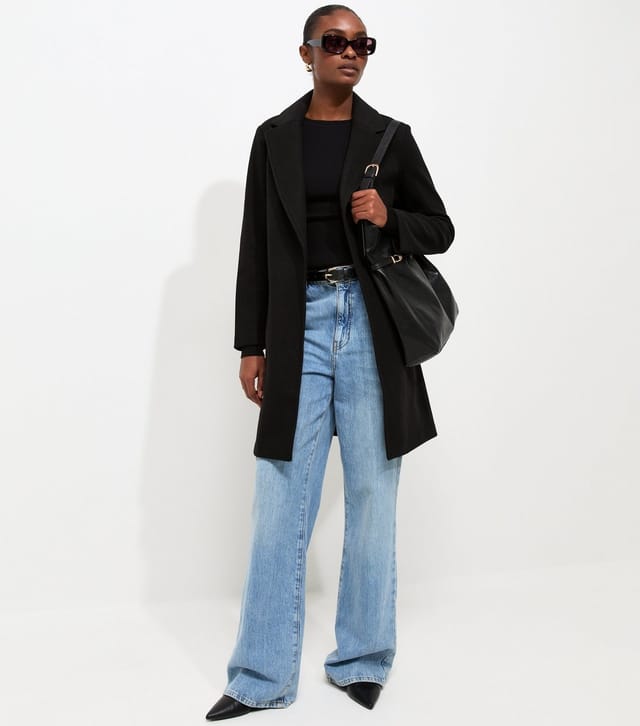 New Look Women's Black Open Front Longline Formal Coat New Look - 3