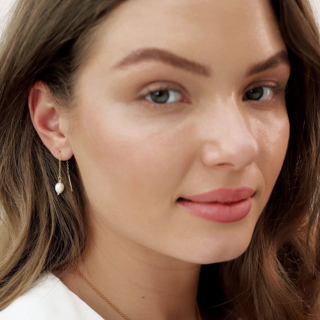 Gold Trip Gold Trip Women's Pearl Threader Earrings in Gold - 2