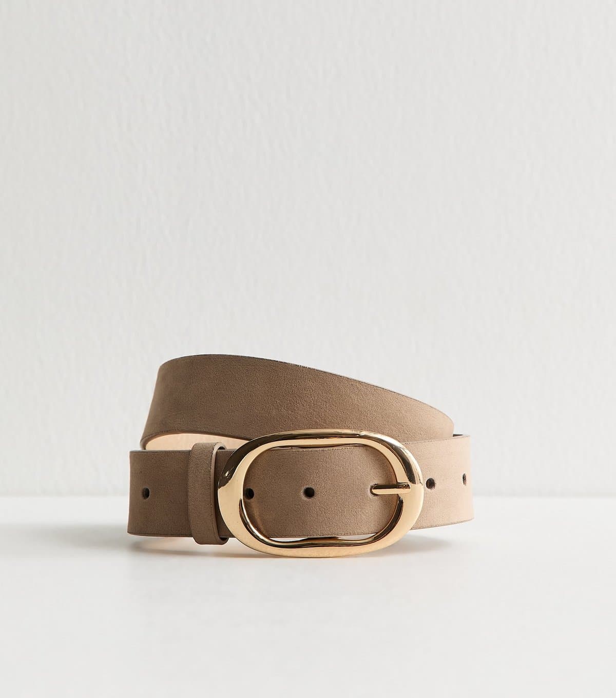 New Look New Look Mink Faux Suede Oval Buckle Belt