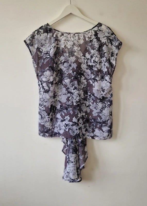Papaya Grey Floral Chiffon Sheer Blouse - Size 14