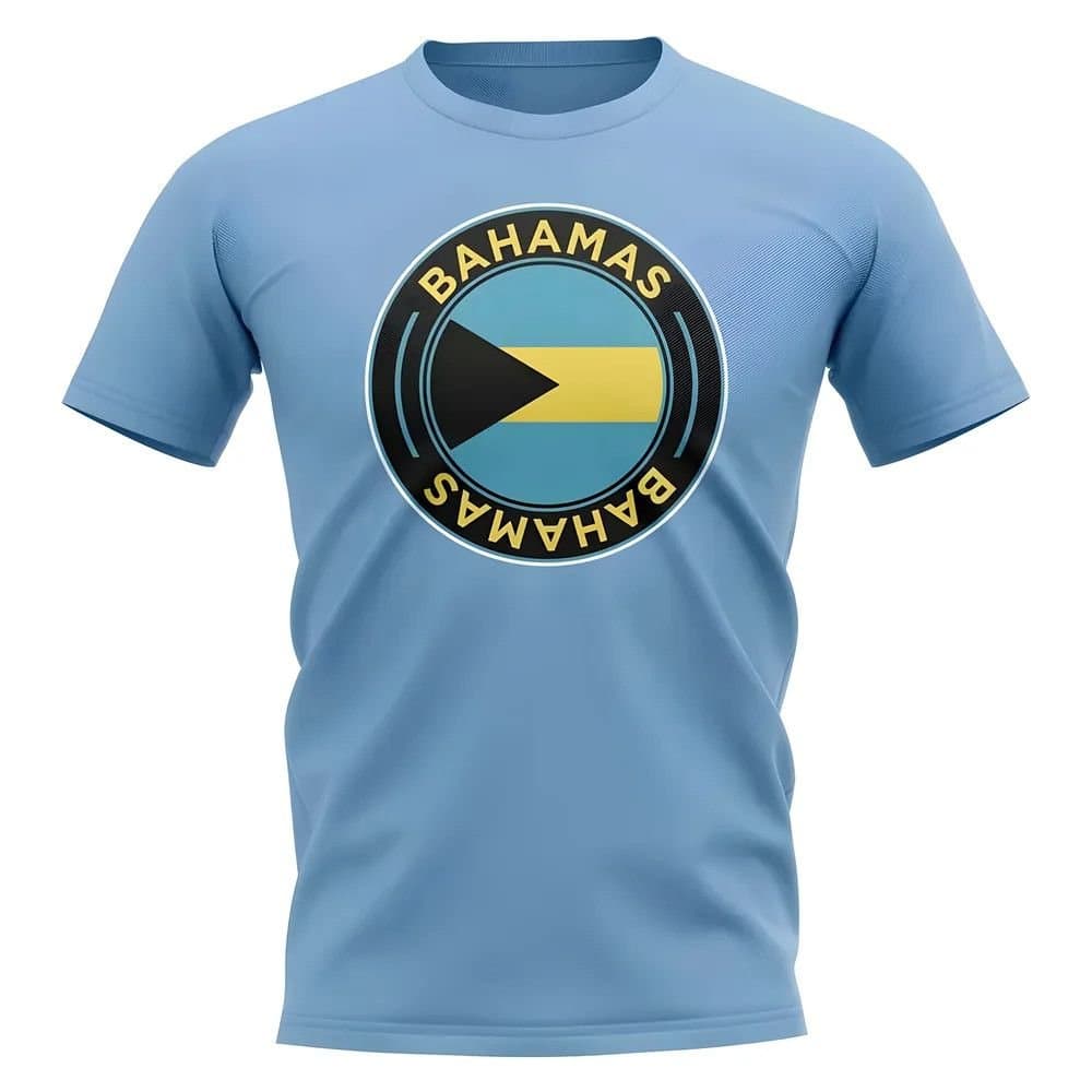 Bahamas Bahamas Men's Personalised Football Badge T-Shirt Sky in Light Blue