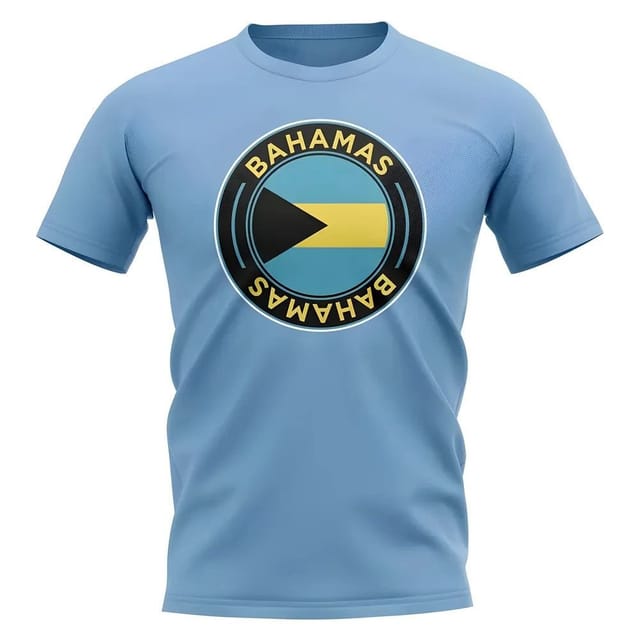 Bahamas Bahamas Men's Personalised Football Badge T-Shirt Sky in Light Blue - 2