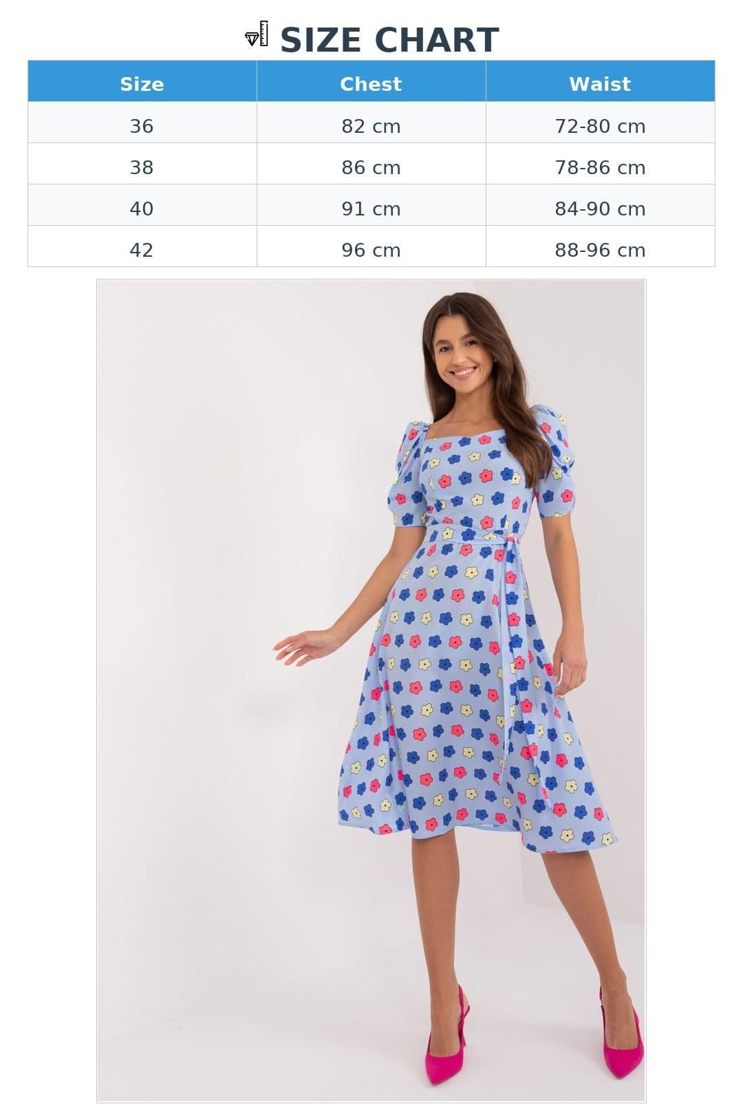 Love Lace Love Lace Women's Floral Sweetheart Puff Sleeve Summer Dress in Blue - 4