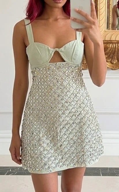 ASOS Design ASOS Design sage green embellished mini dress - 1