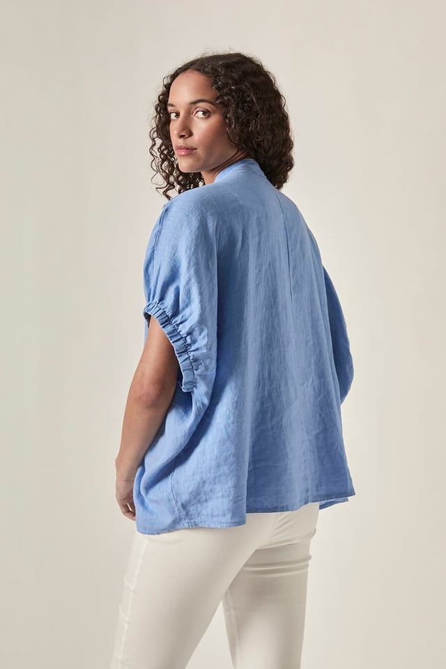 James Lakeland James Lakeland Women's Relaxed Linen Blouse - Blue in Light Blue - 2