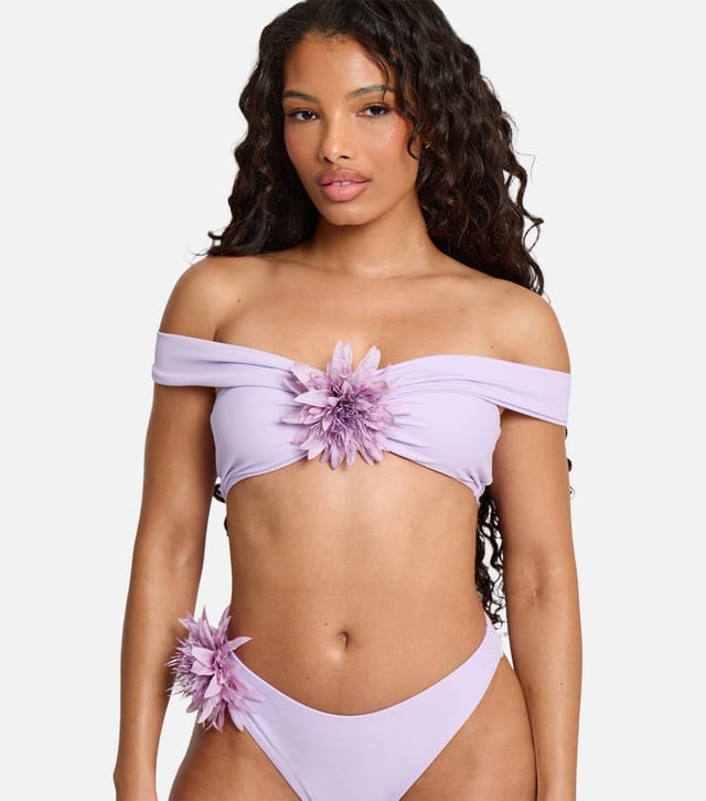 Public Desire Women's Light Purple Bandeau Flower Detail Bikini Top Public Desire New Look - 2