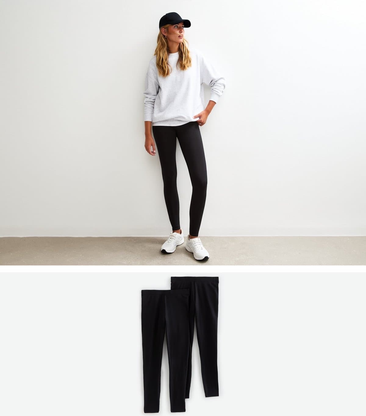 New Look Women's Tall Pack Of 2 Black Stretch Cotton Leggings New Look