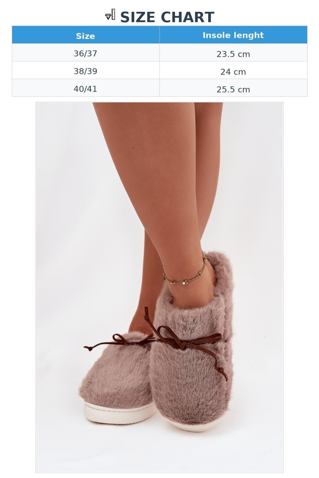 Love Lace Love Lace Women's Fur Bow Front Step In Slippers Soft Insole Warm Indoor Comfort in Taupe - 4
