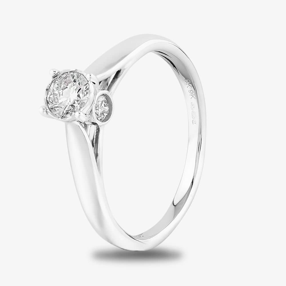 T.H.Baker T.H.Baker Women's 9ct White Gold 0.50ct Diamond Bridge Accent Ring in Silver