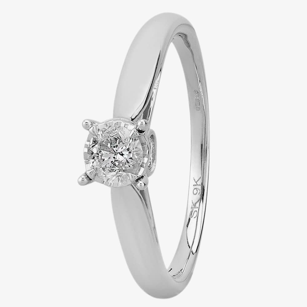 T.H.Baker T.H.Baker Women's 9ct White Gold 0.50ct Diamond Bridge Accent Ring in Silver - 2