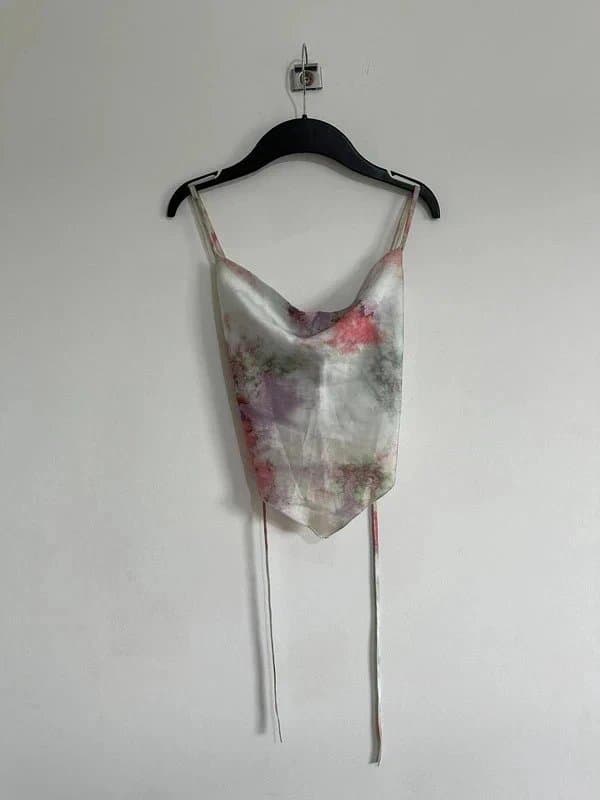 ASOS ASOS marble print tie festival crop cami top size 8