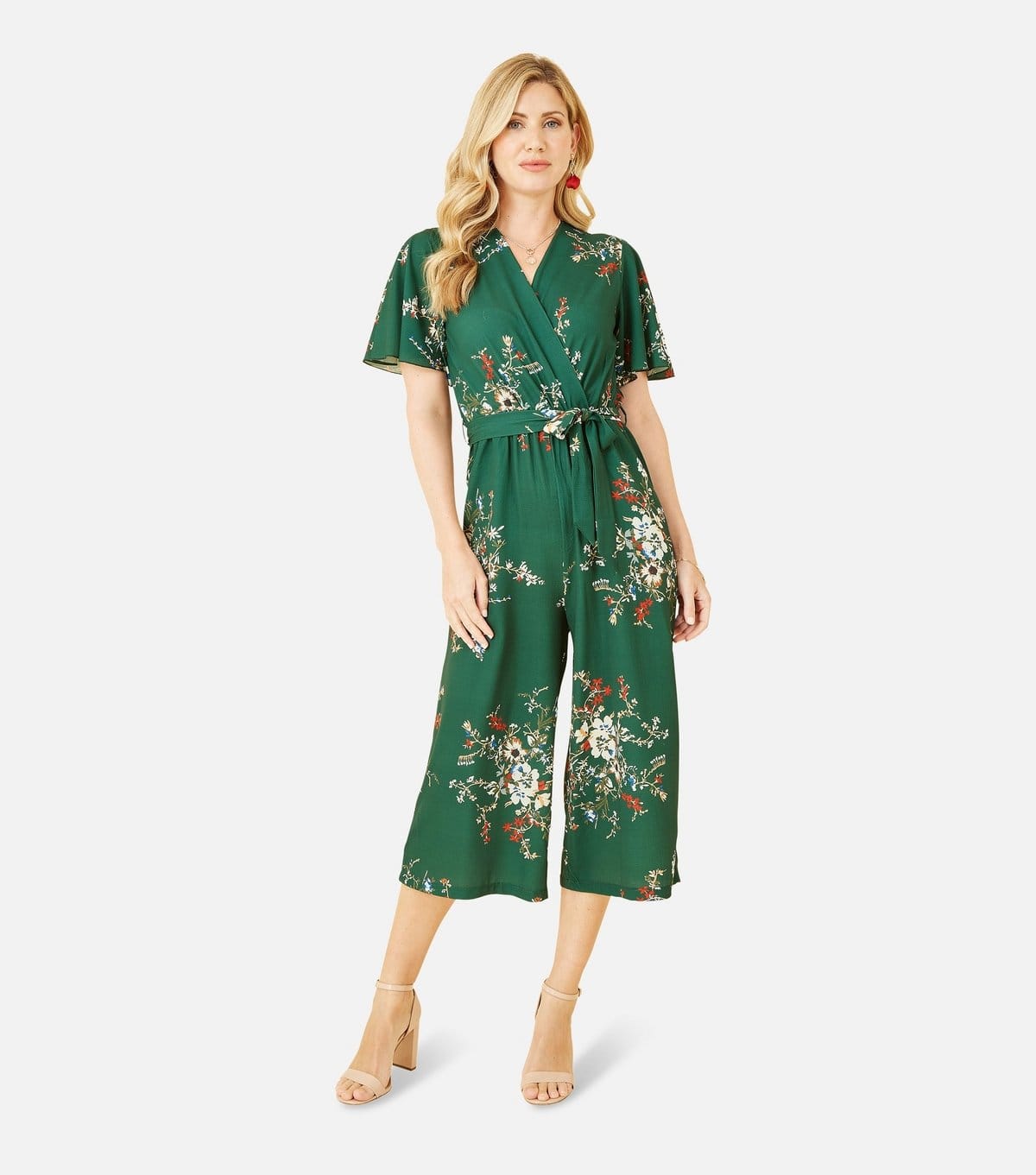 Mela New Look Green Floral Wrap Jumpsuit