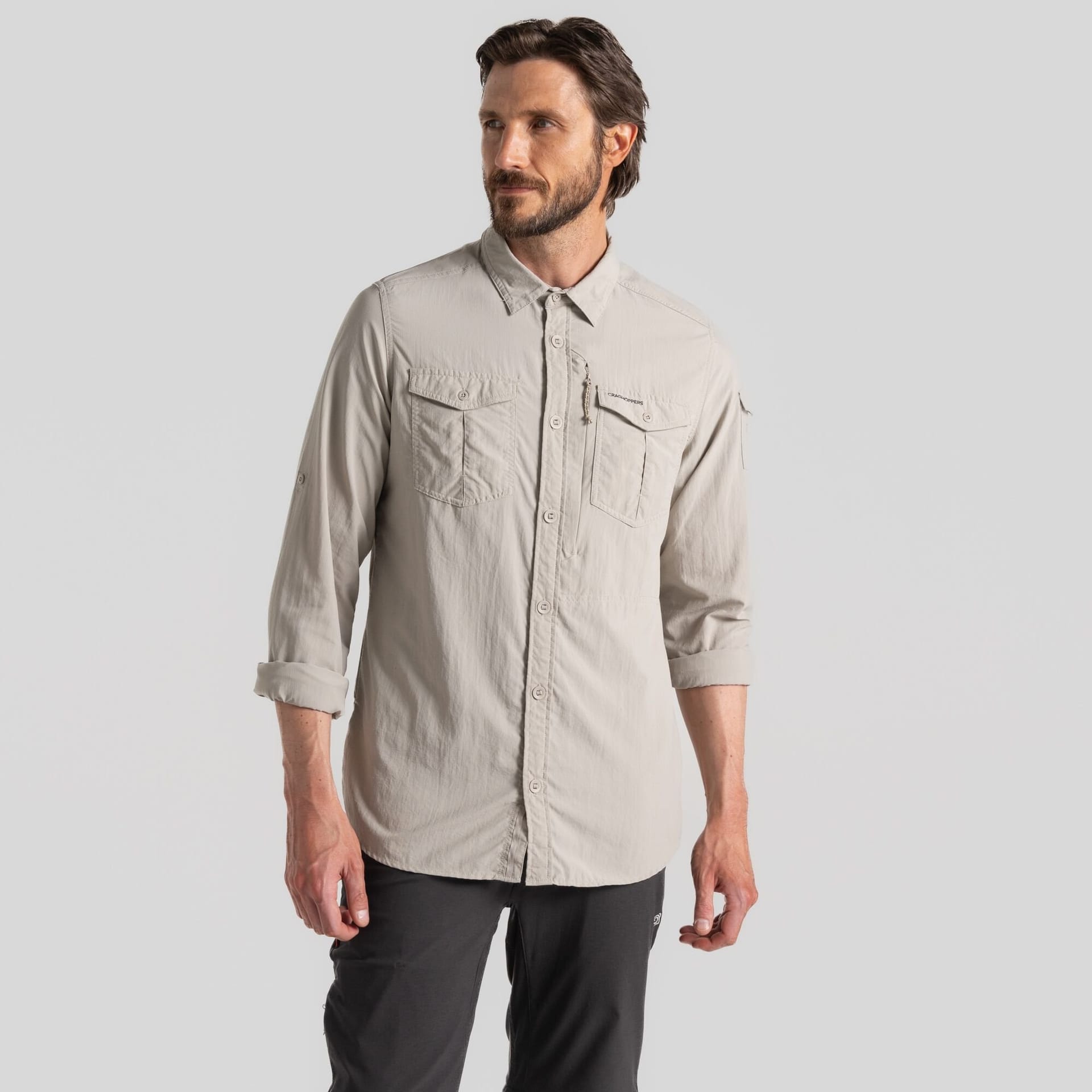 Craghoppers Craghoppers Men's 'Nosilife Adventure' Long Sleeve Insect Repellent Shirt in Ecru - 4