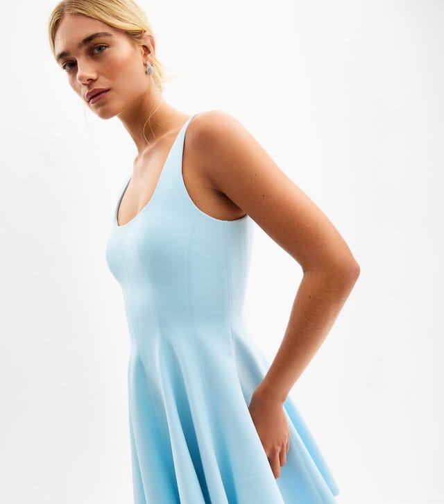 New Look Women's Blue Square Neck Flared Mini Dress New Look - 2