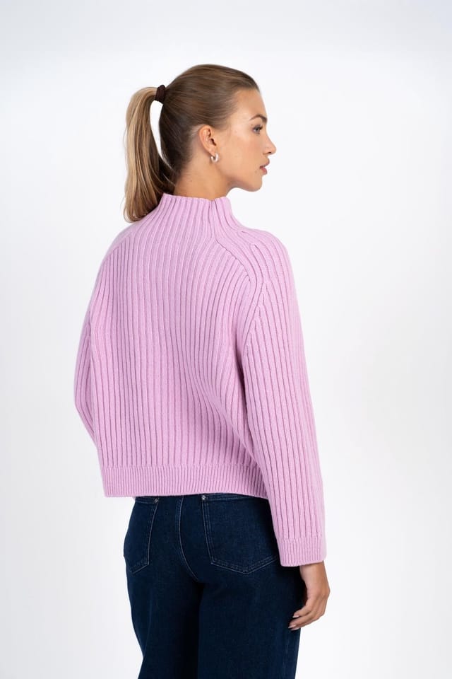 Kettlewell Kettlewell Women's Maeve Rib Knit Sweater in Baby Pink - 3