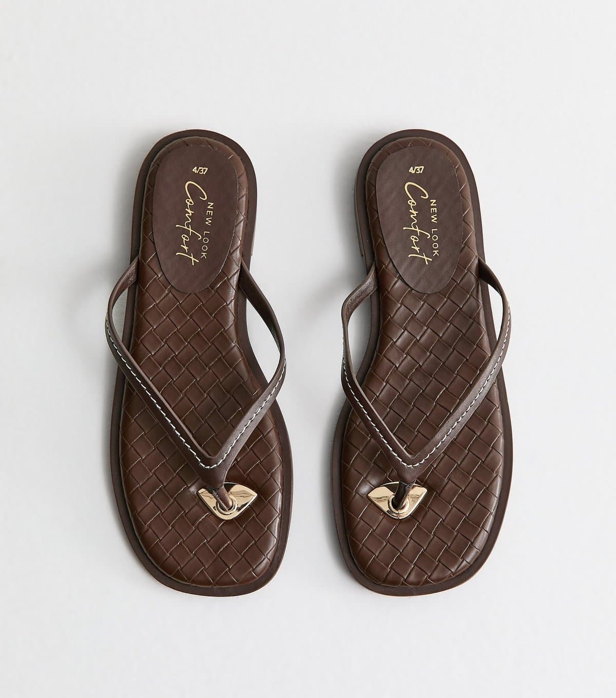 New Look New Look Brown Woven Faux Leather Sandals