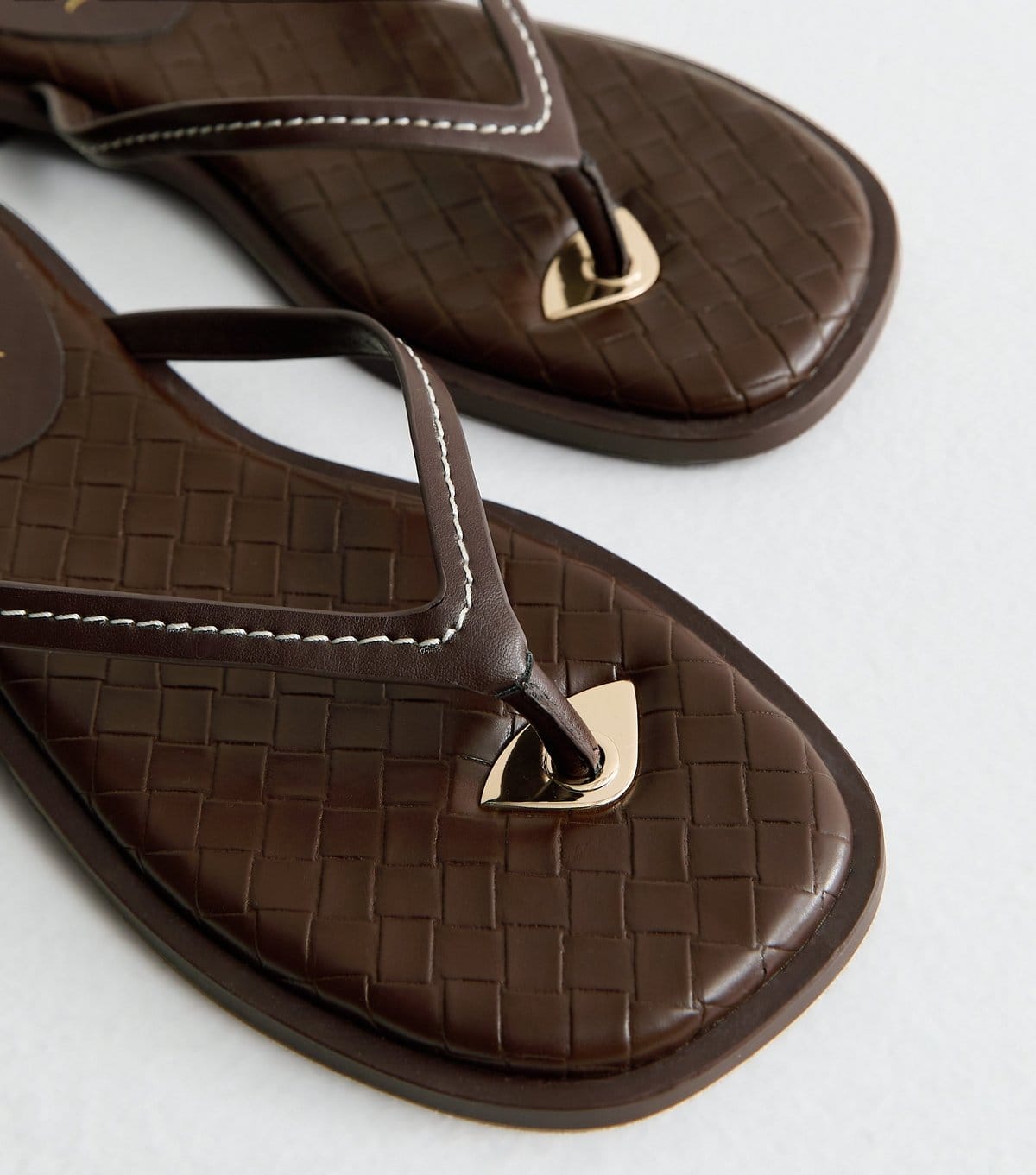 New Look Women's Brown Woven Faux Leather Sandals Vegan New Look - 4