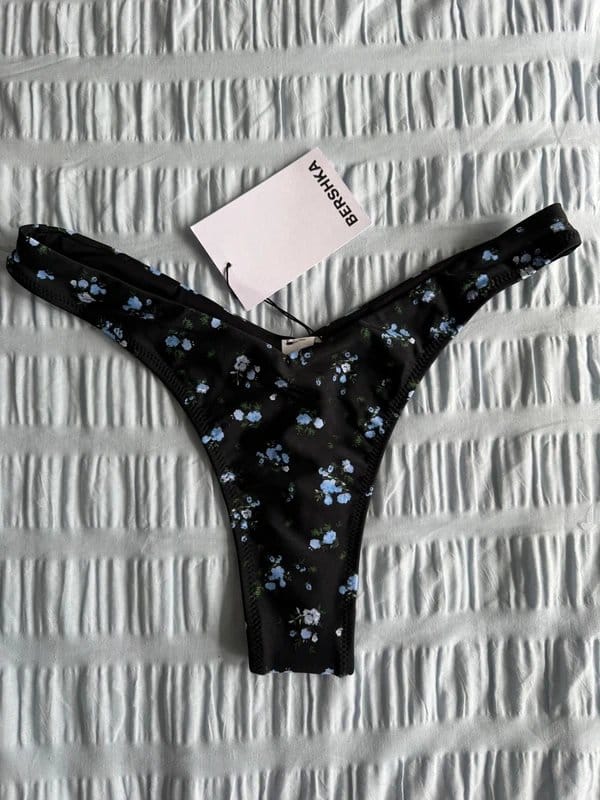 Bershka Black Floral Bikini Bottoms