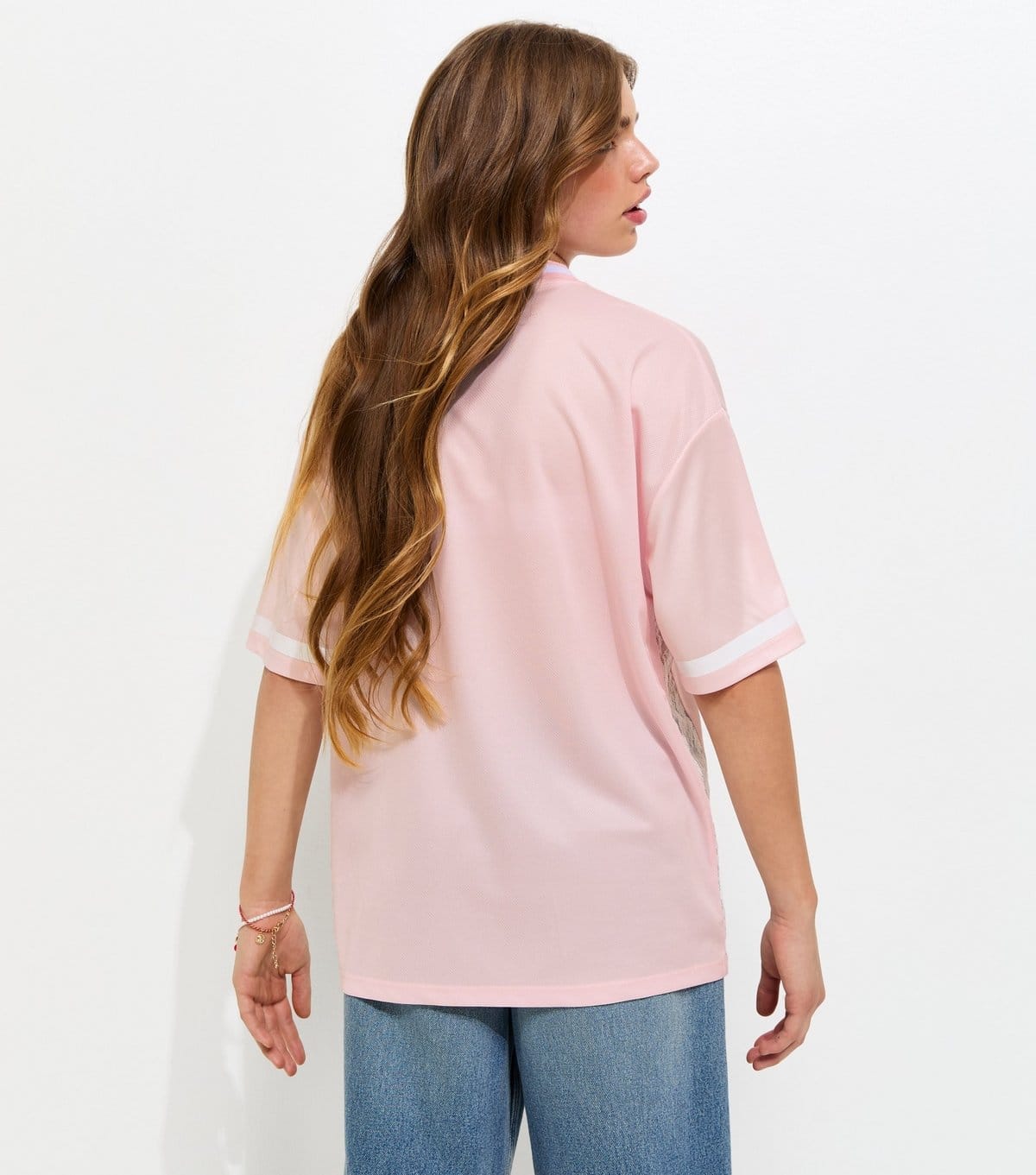 New Look Girls' Light Pink Lace Insert Football Top New Look - 4