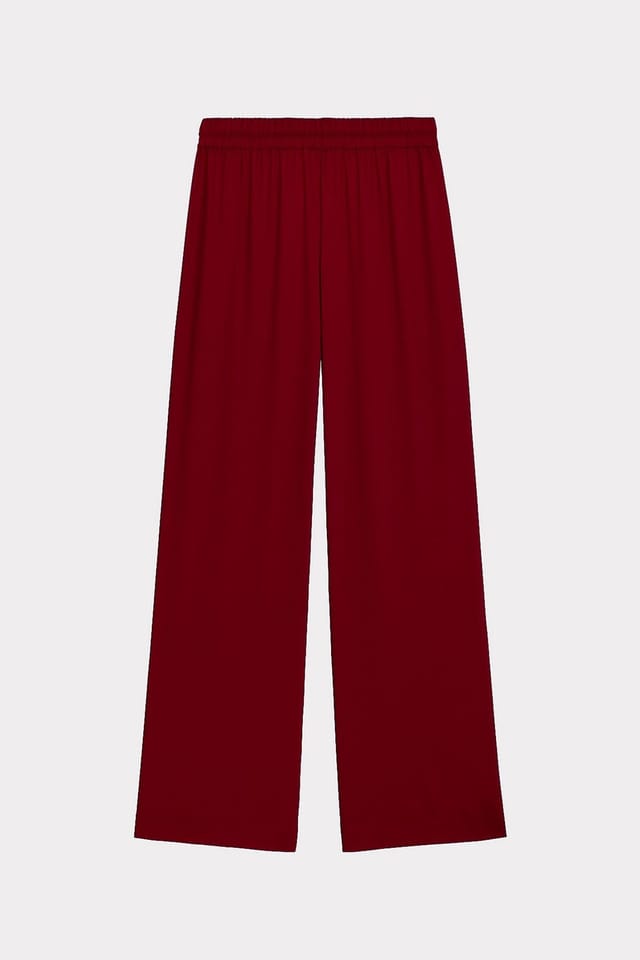 Kettlewell Kettlewell Women's Satin Wide Leg Trousers in Maroon - 2