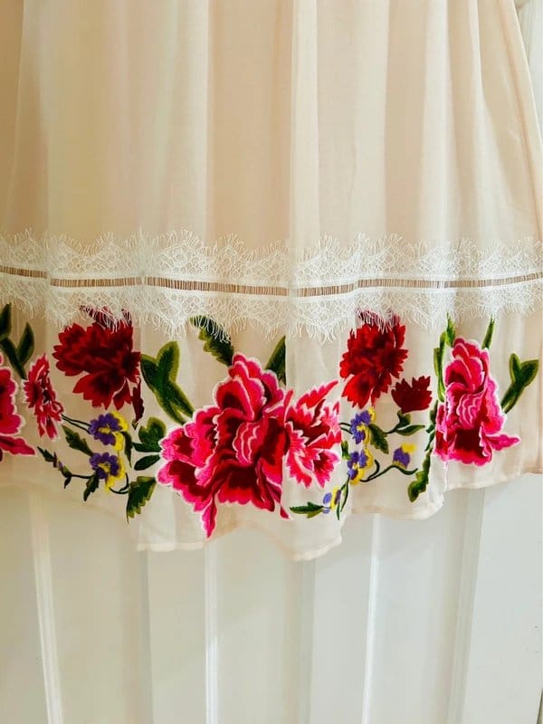 ASOS Cream Floral Embroidered Lace Midi Dress