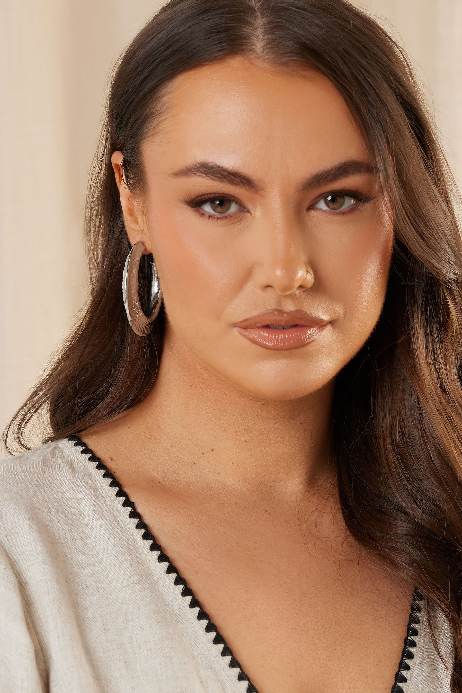 Yours Silver Tone Hoop Textured Earrings