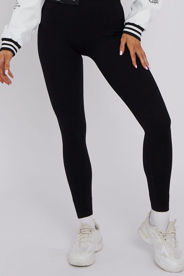 STYLEWISE STYLEWISE Women's Embroidered Detail - Cropped Fit - PU Varsity Jacket in Black - 3