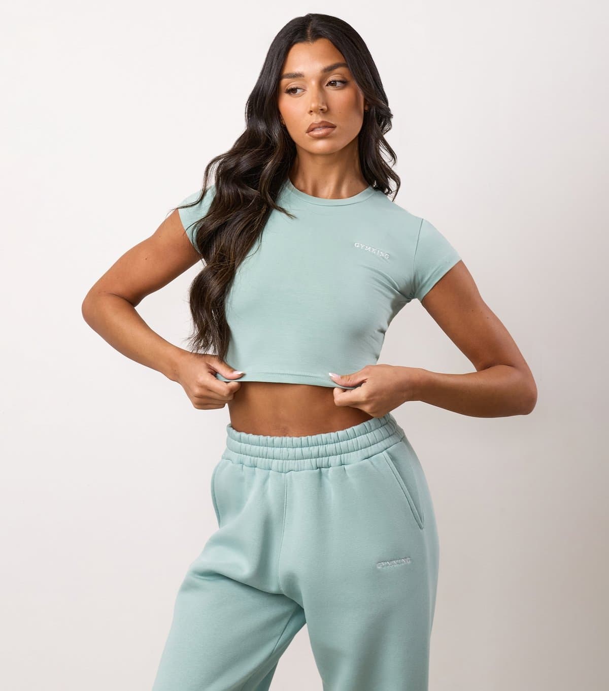 Gym King Gym King Light Green Cropped Jersey T-Shirt for Women