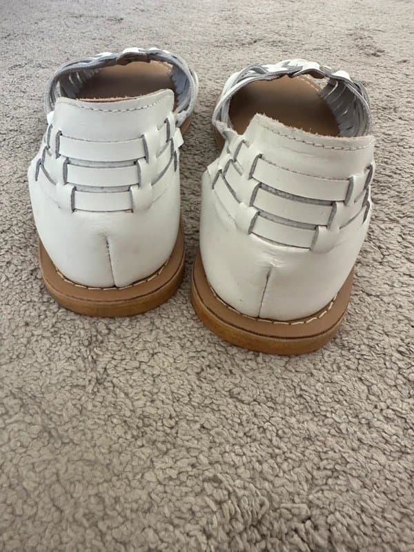 ASOS White leather flat sandals woven new with tags size 5