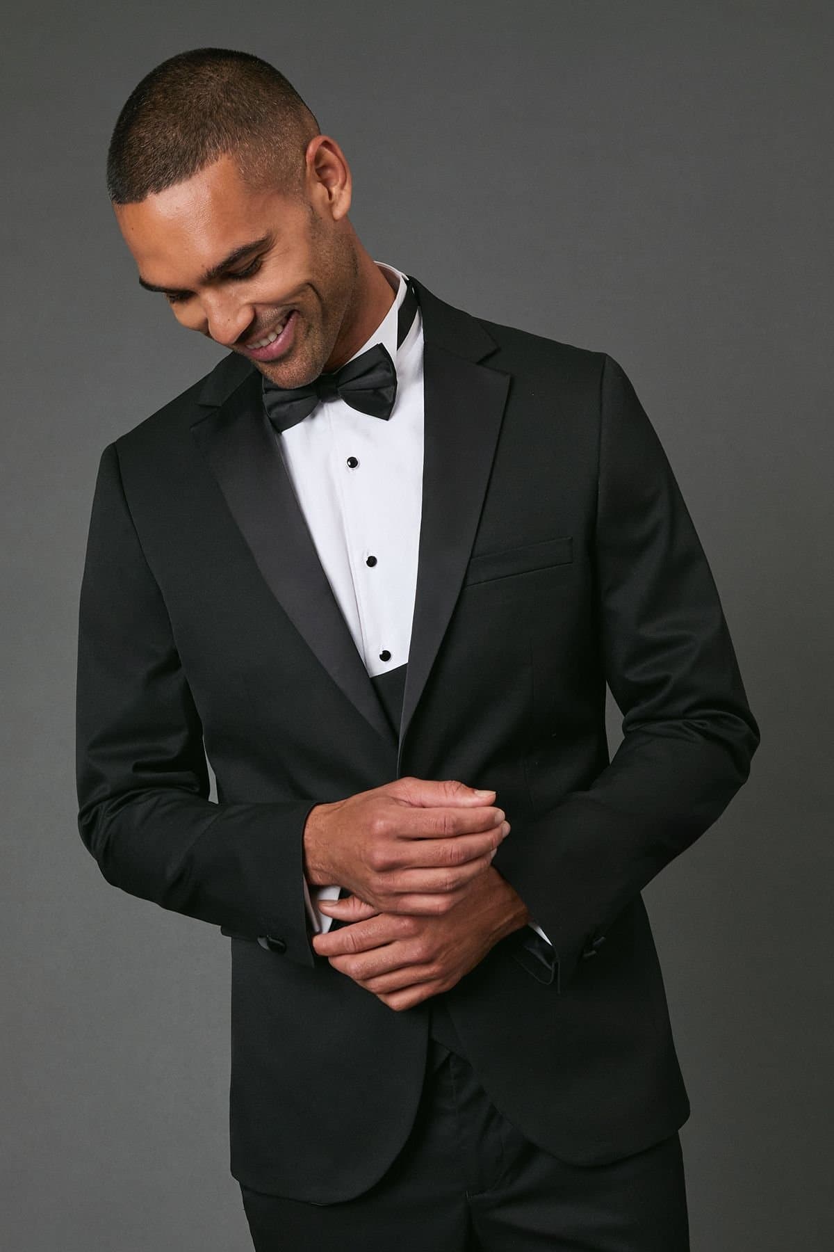 Burton Burton Men's Black Slim Fit Tuxedo Suit Jacket