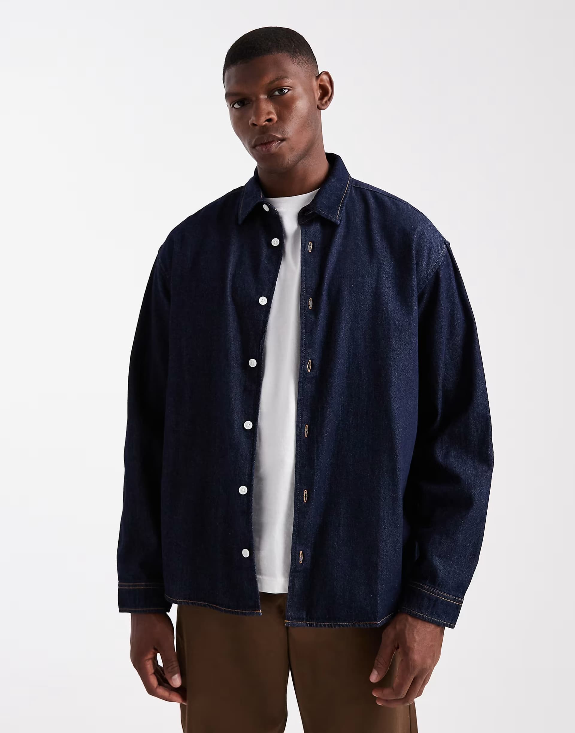 ASOS Jack & Jones oversized denim shirt in dark blue