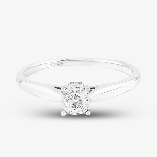 T.H.Baker T.H.Baker Women's 9ct White Gold 0.25ct Diamond Bridge Accent Solitaire Ring in Silver - 3