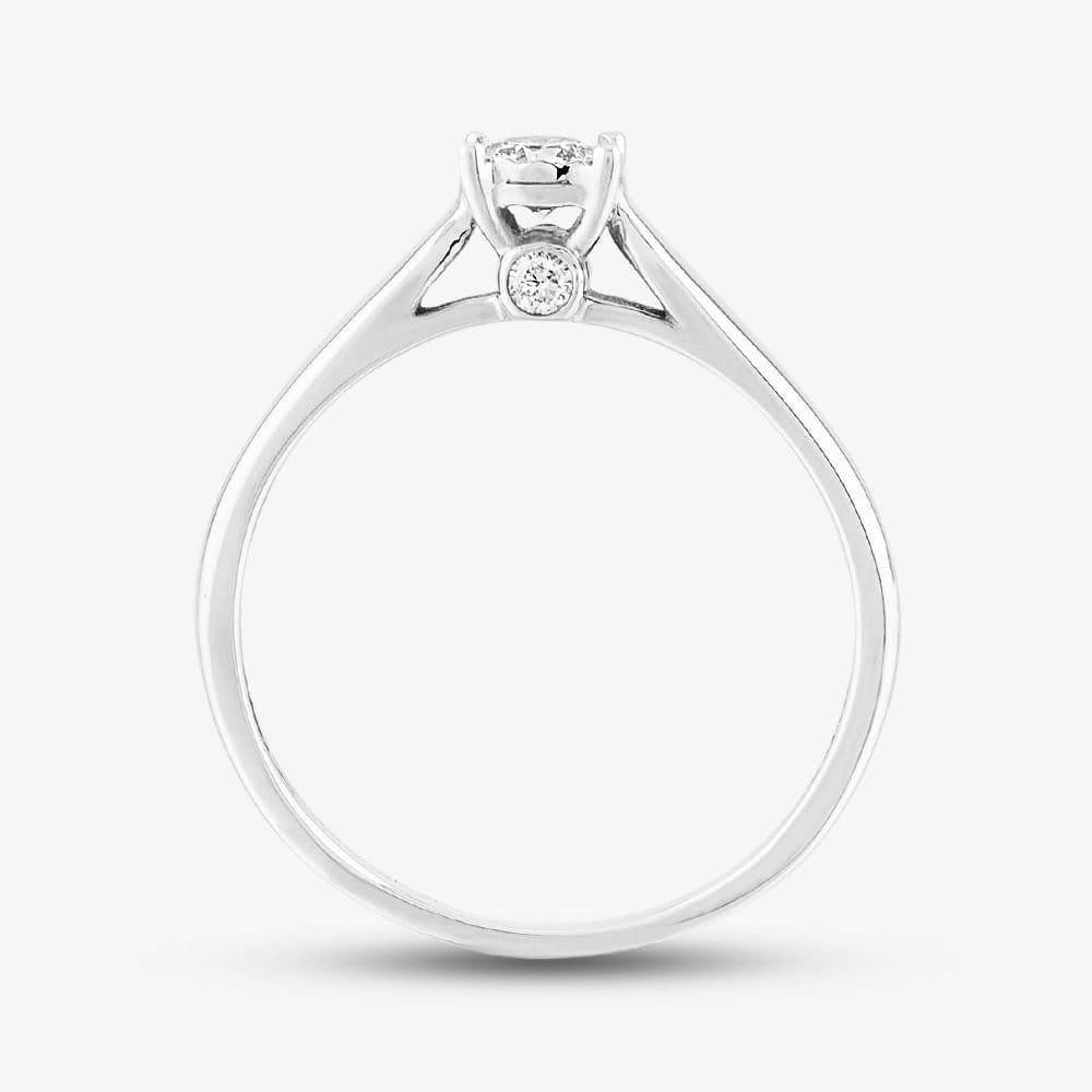 T.H.Baker T.H.Baker Women's 9ct White Gold 0.25ct Diamond Bridge Accent Solitaire Ring in Silver - 4