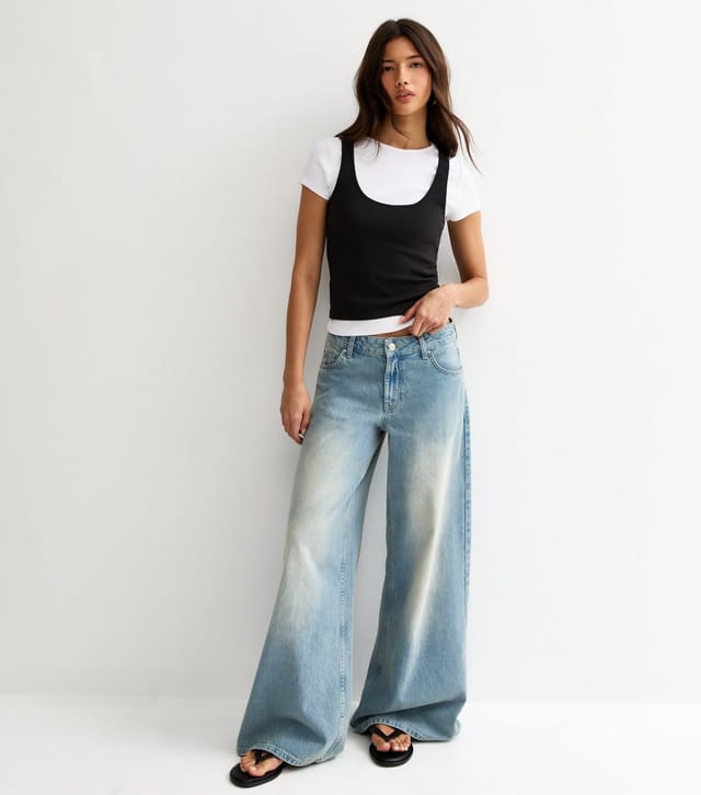 New Look Women's Black Jersey 2-In-1 Vest Baby Tee T-Shirt New Look - 3