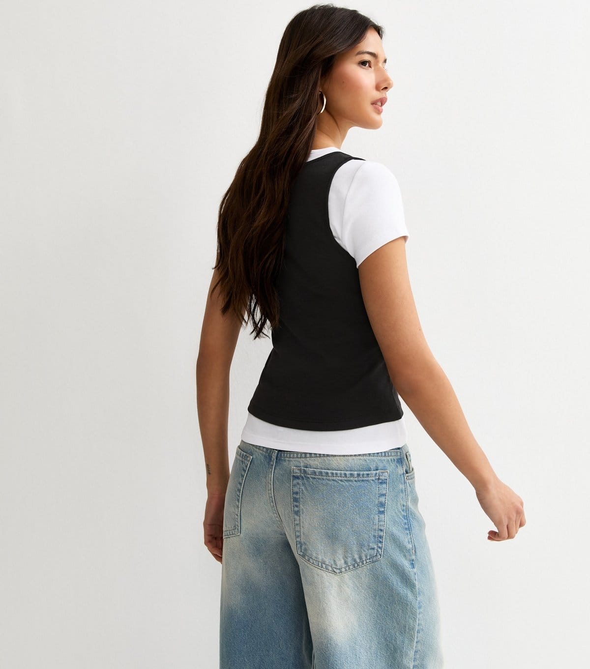 New Look Women's Black Jersey 2-In-1 Vest Baby Tee T-Shirt New Look - 4