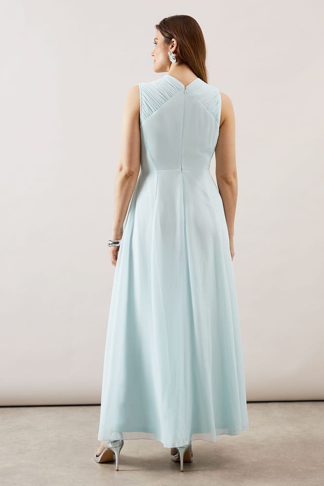 Wallis Wallis Women's Beaded Embellished Wrap Top Georgette Maxi Dress in Ice Blue - 3