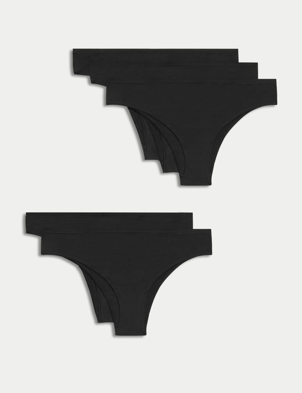 M&S 5pk Cotton Modal Brazilian Knickers Black